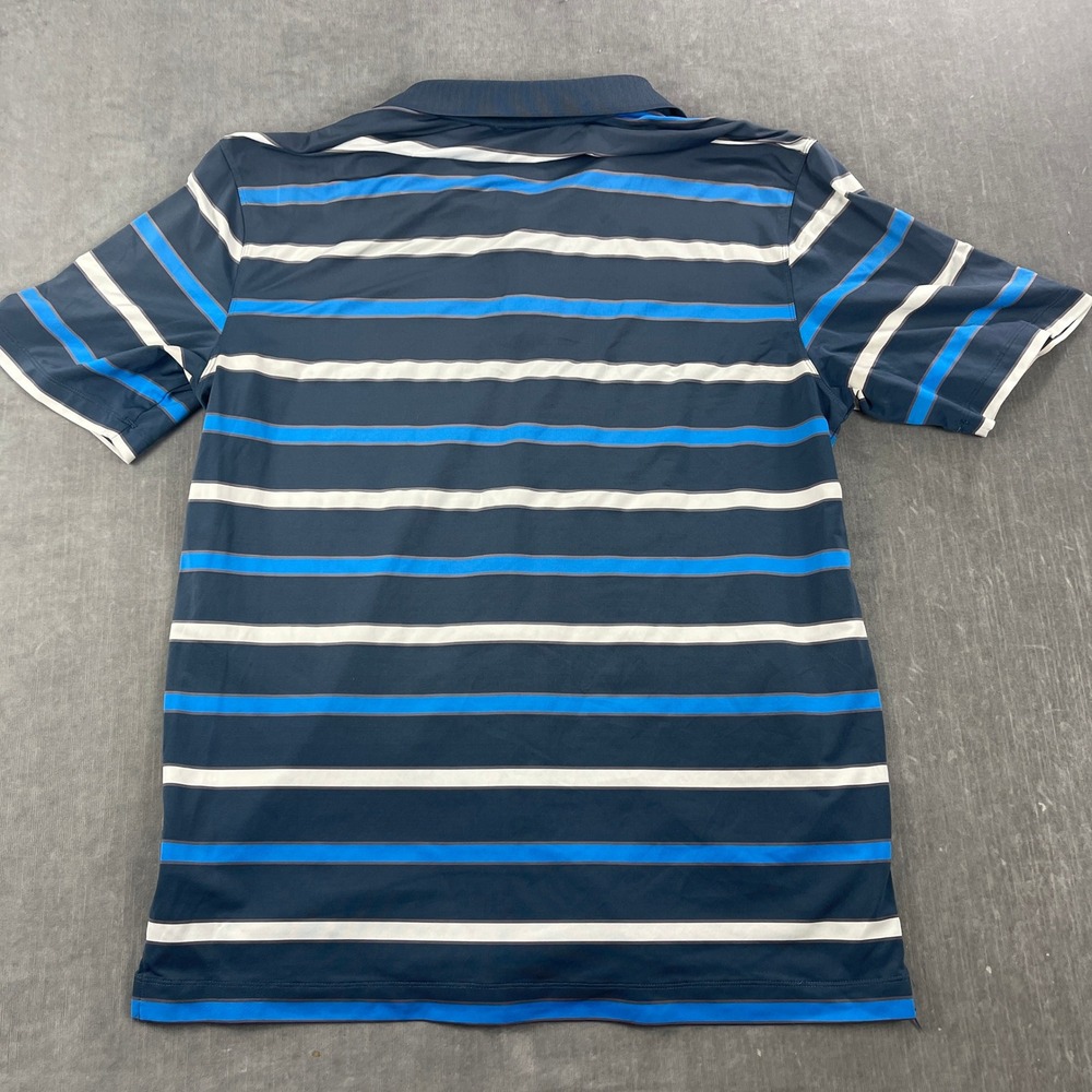 Nike Men Large Blue Striped Polo Shirt Dri-Fit Golf Performance Short Sleeve - Picture 7 of 7